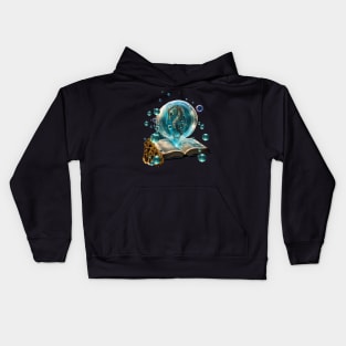 Cute seahorse comes out of a storybook Kids Hoodie